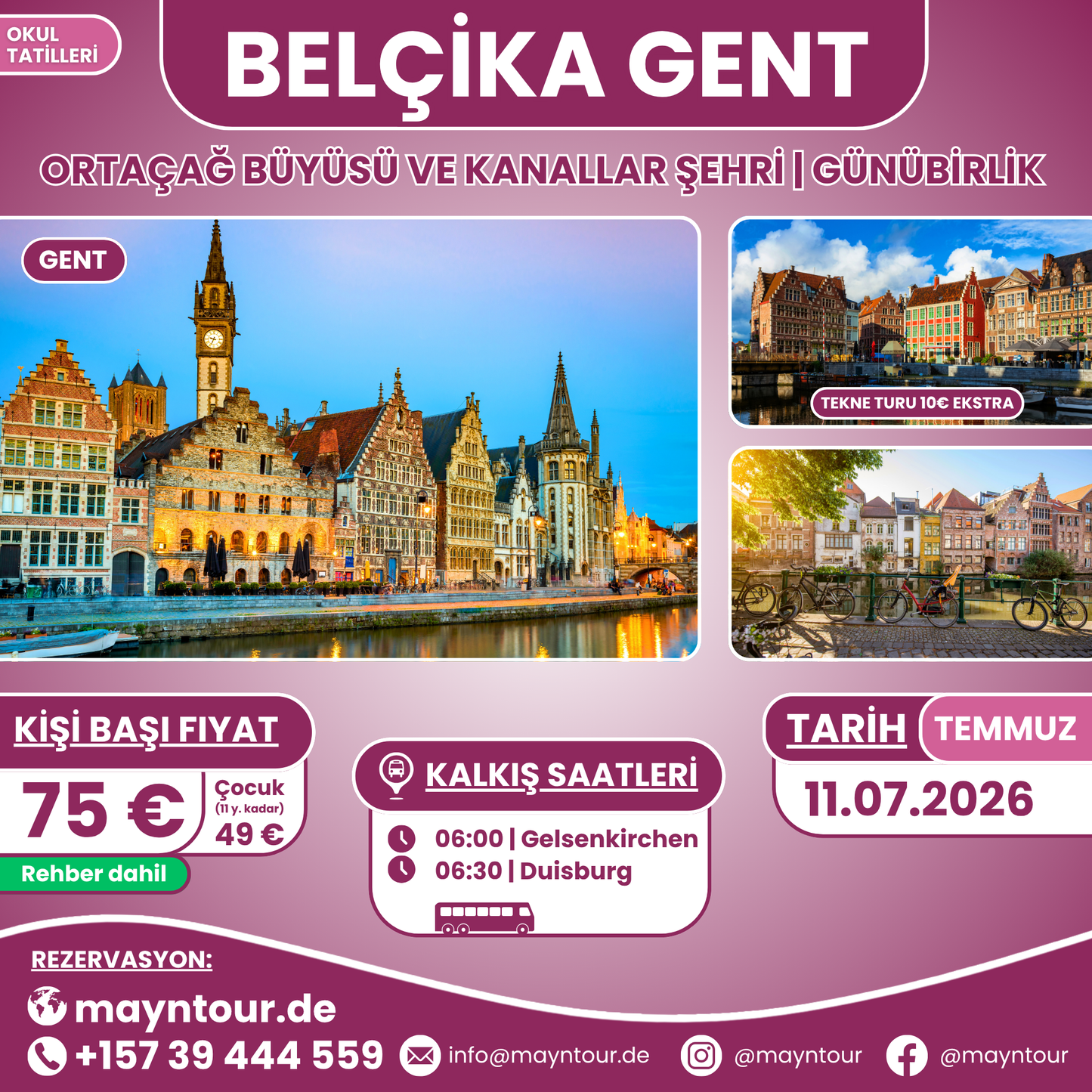 GENT - Belçika | 11.07.2026 | 1 gün
