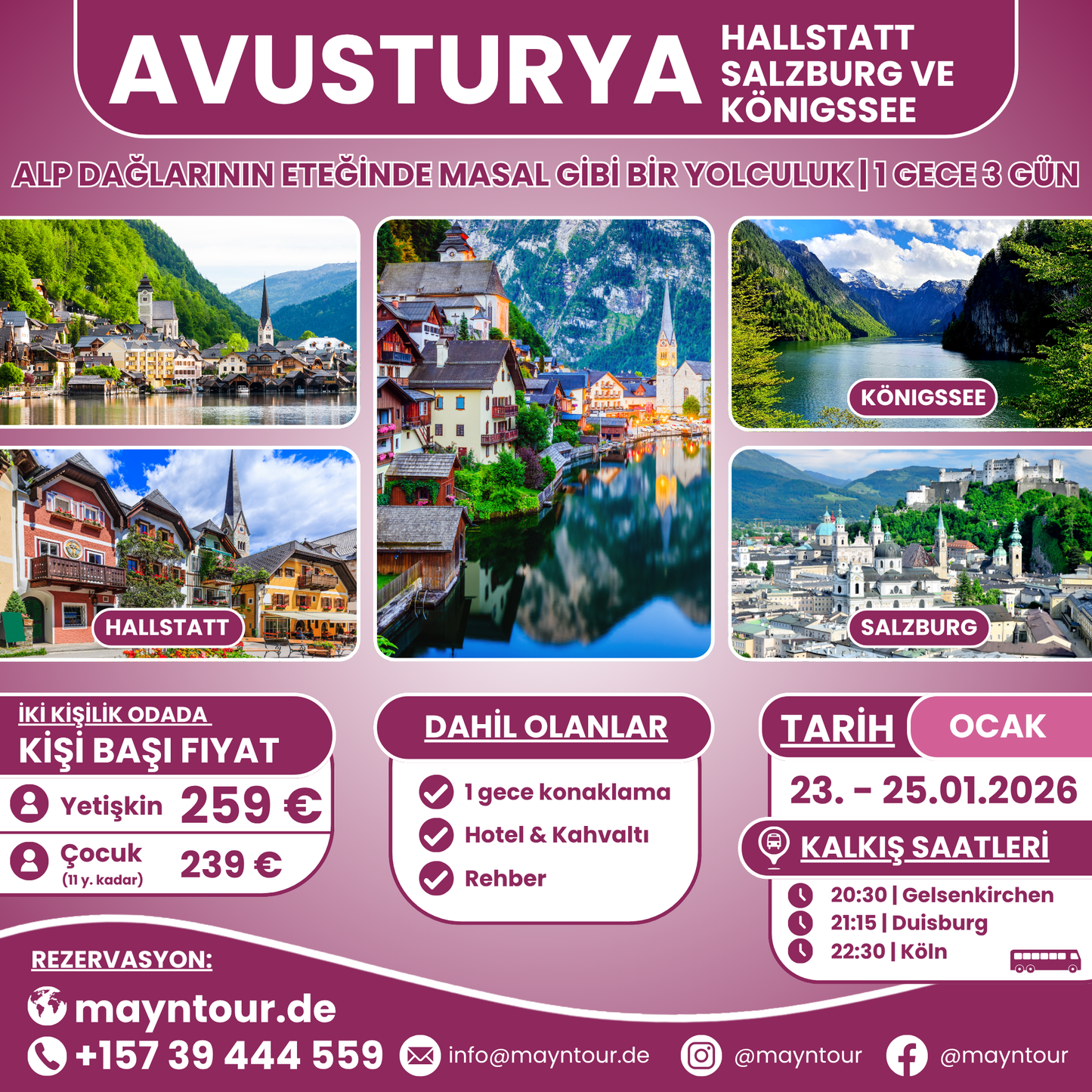 KÖNIGSSEE / HALLSTATT / SALZBURG - Avusturya | 23. - 25.01.2026 | 1 gece 3 gün