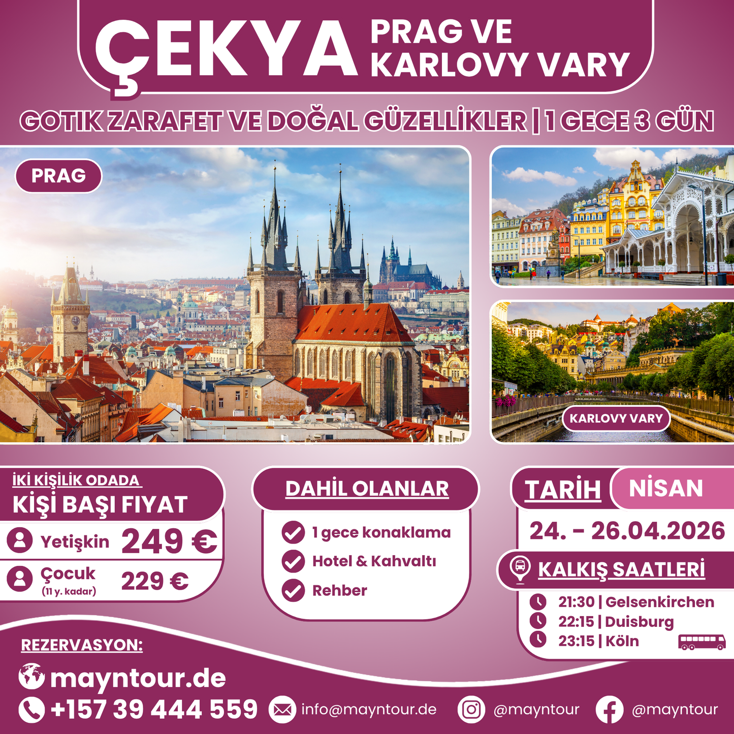 PRAG & KARLOVY VARY - Çekya | 24. - 26.04.2026 | 1 gece 3 gün