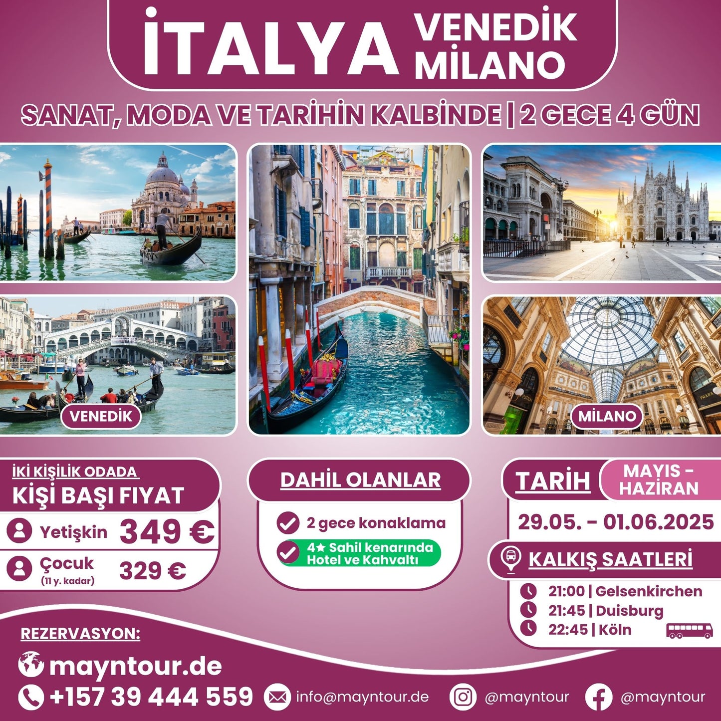 VENEDİK & MİLANO - İtalya | 29.05. - 01.06.2025 | 2 gece 4 gün