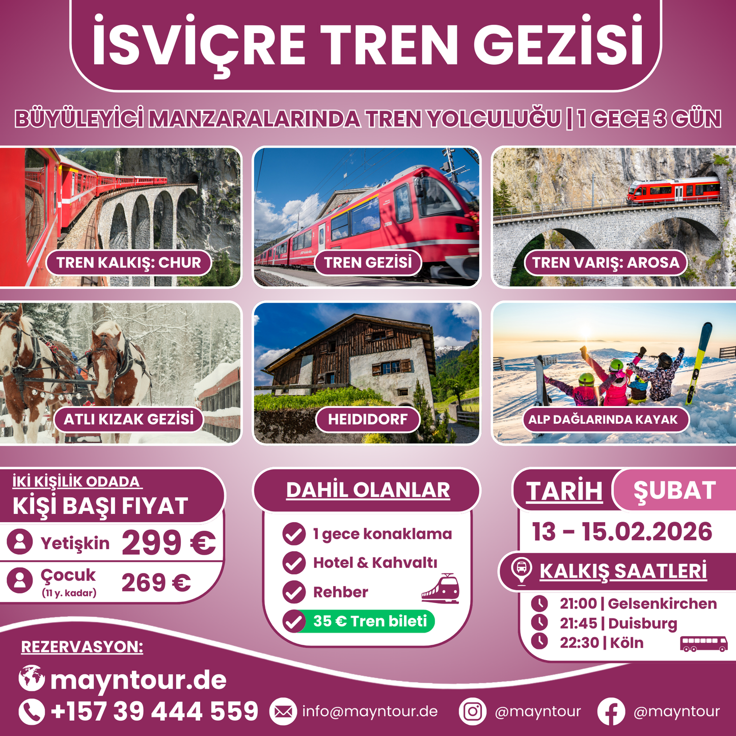 TREN GEZİSİ - İsviçre | 13. - 15.02.2026 | 1 gece 3 gün