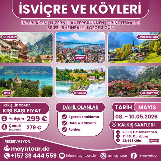 İSVİÇRE VE KÖYLERİ - İsviçre | 08. - 10.05.2026 | 1 gece 3 gün
