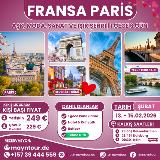 PARİS - Fransa | 13. - 15.02.2026 | 1 gece 3 gün