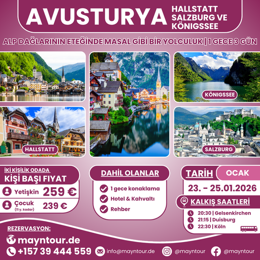 KÖNIGSSEE / HALLSTATT / SALZBURG - Avusturya | 23. - 25.01.2026 | 1 gece 3 gün