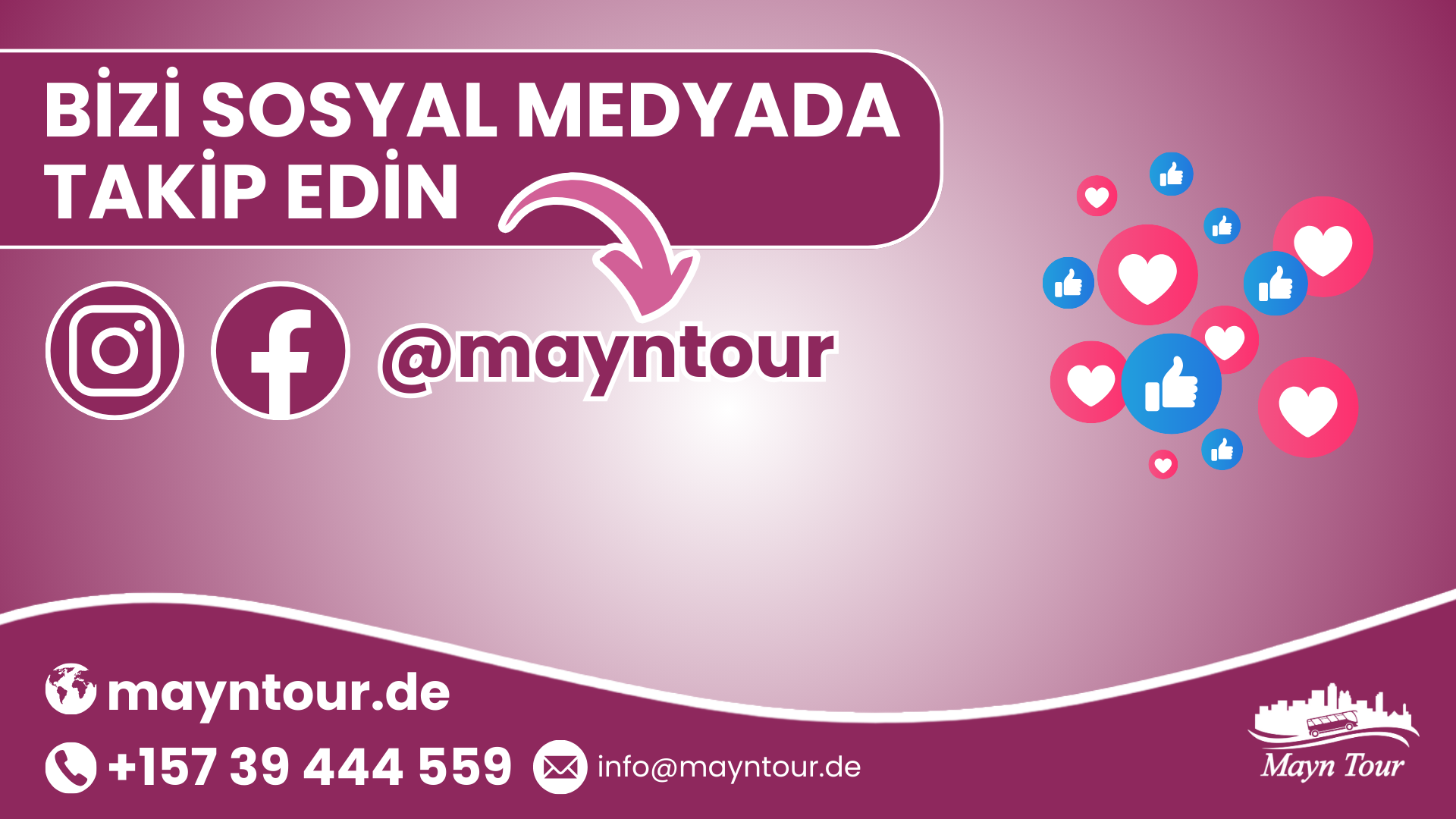 Mayntour'un Sosyal medyasini takip edin