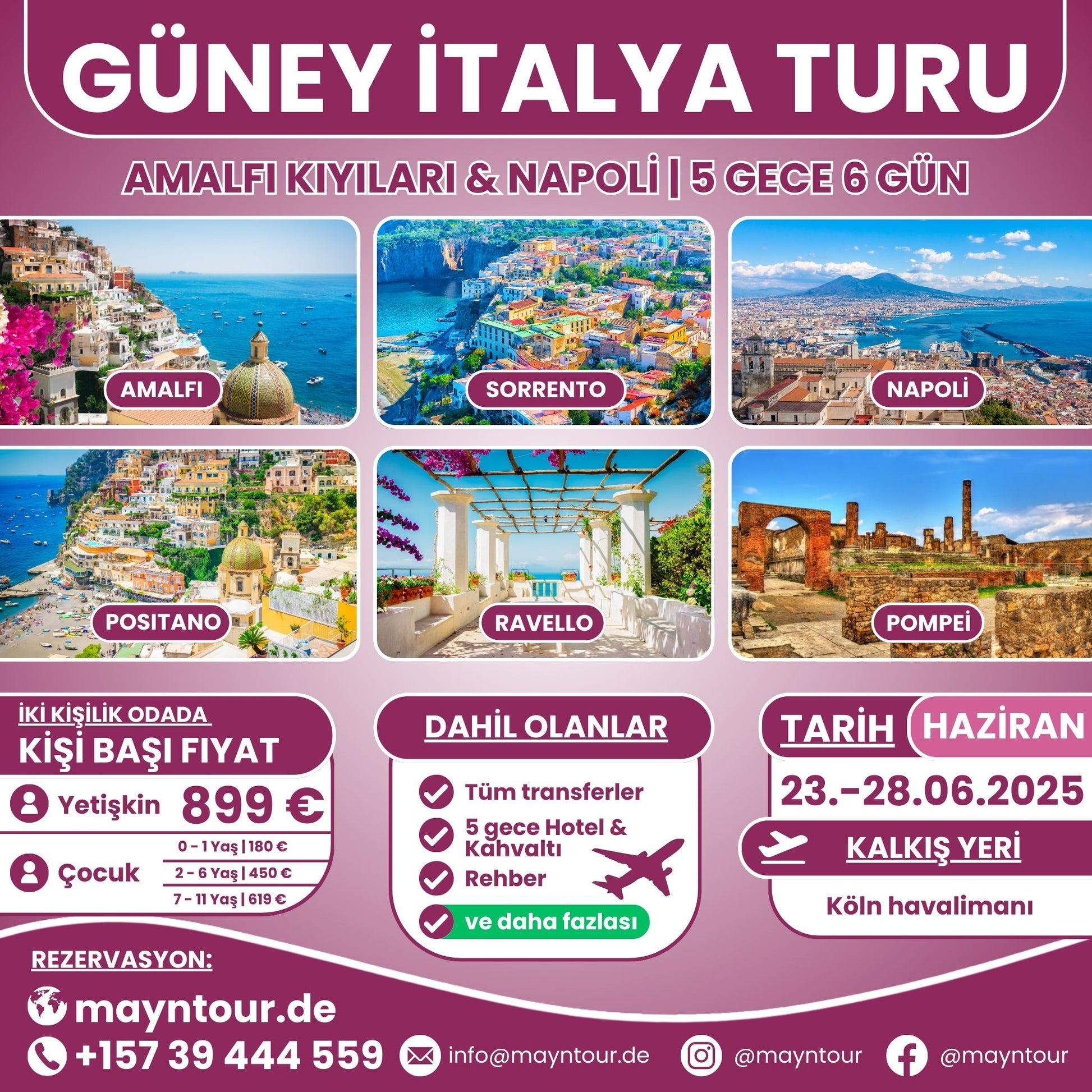 23-28.06.2025 tarihleri arasında MaynTour ile Güney İtalya Turu - 5 gece 6 gün süresince tarihi yerler, eşsiz Akdeniz manzaraları ve kültürel zenginlikleri keşfedin.