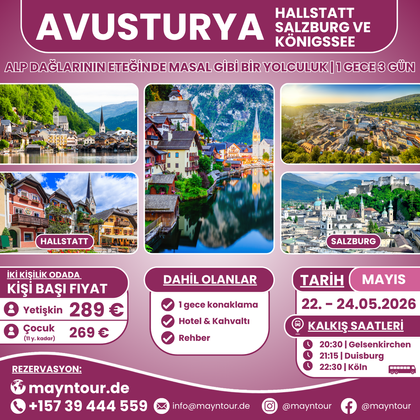 KÖNIGSSEE / HALLSTATT / SALZBURG - Avusturya | 22. - 24.05.2026 | 1 gece 3 gün