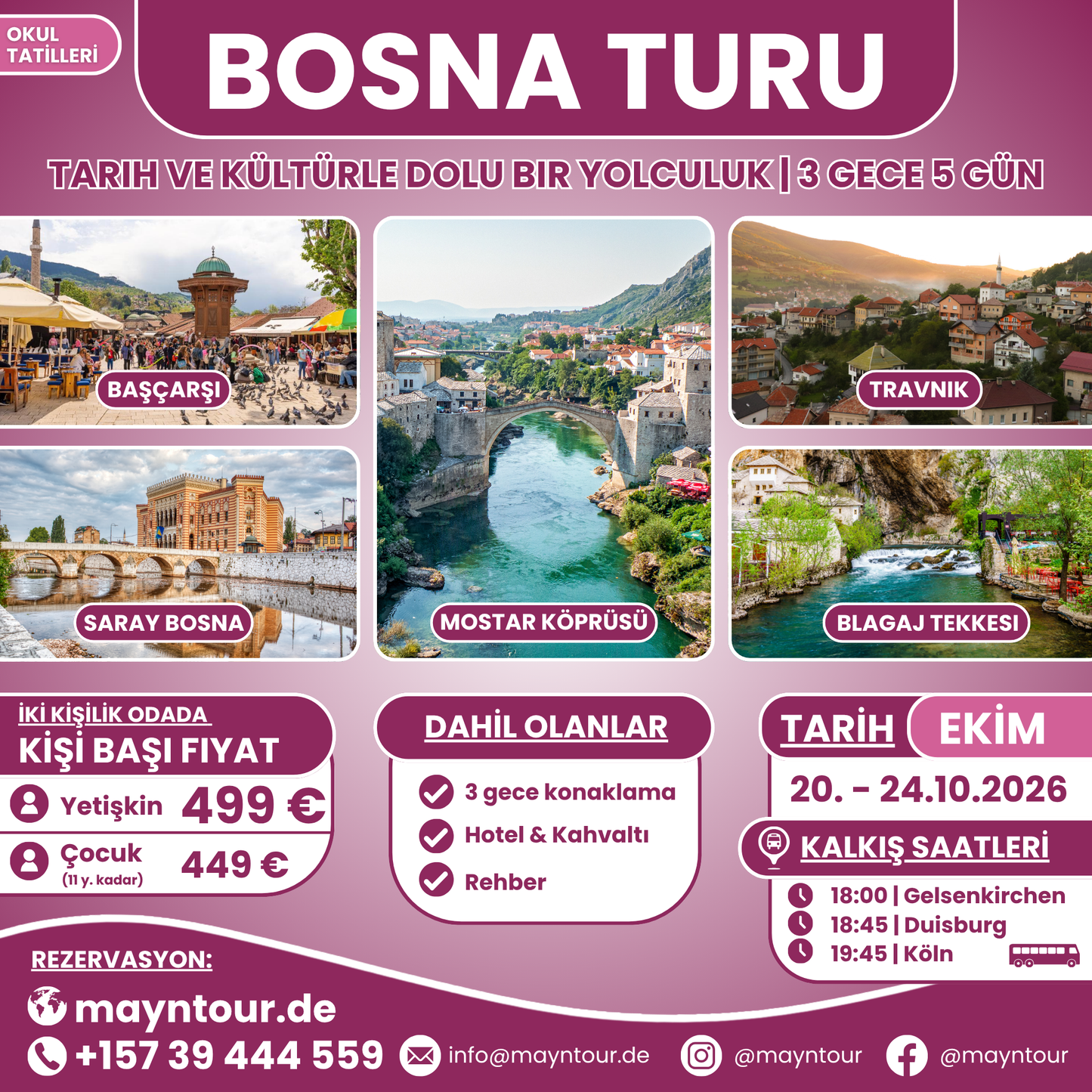 BOSNA TURU - Bosna | 20. - 24.10.2026 | 3 gece 5 gün