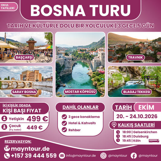 BOSNA TURU - Bosna | 20. - 24.10.2026 | 3 gece 5 gün