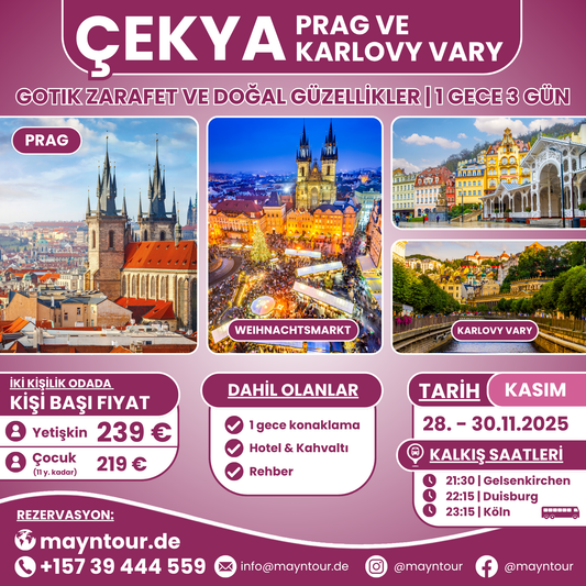 PRAG & KARLOVY VARY - Çekya | 28. - 30.11.2025 | 1 gece 3 gün