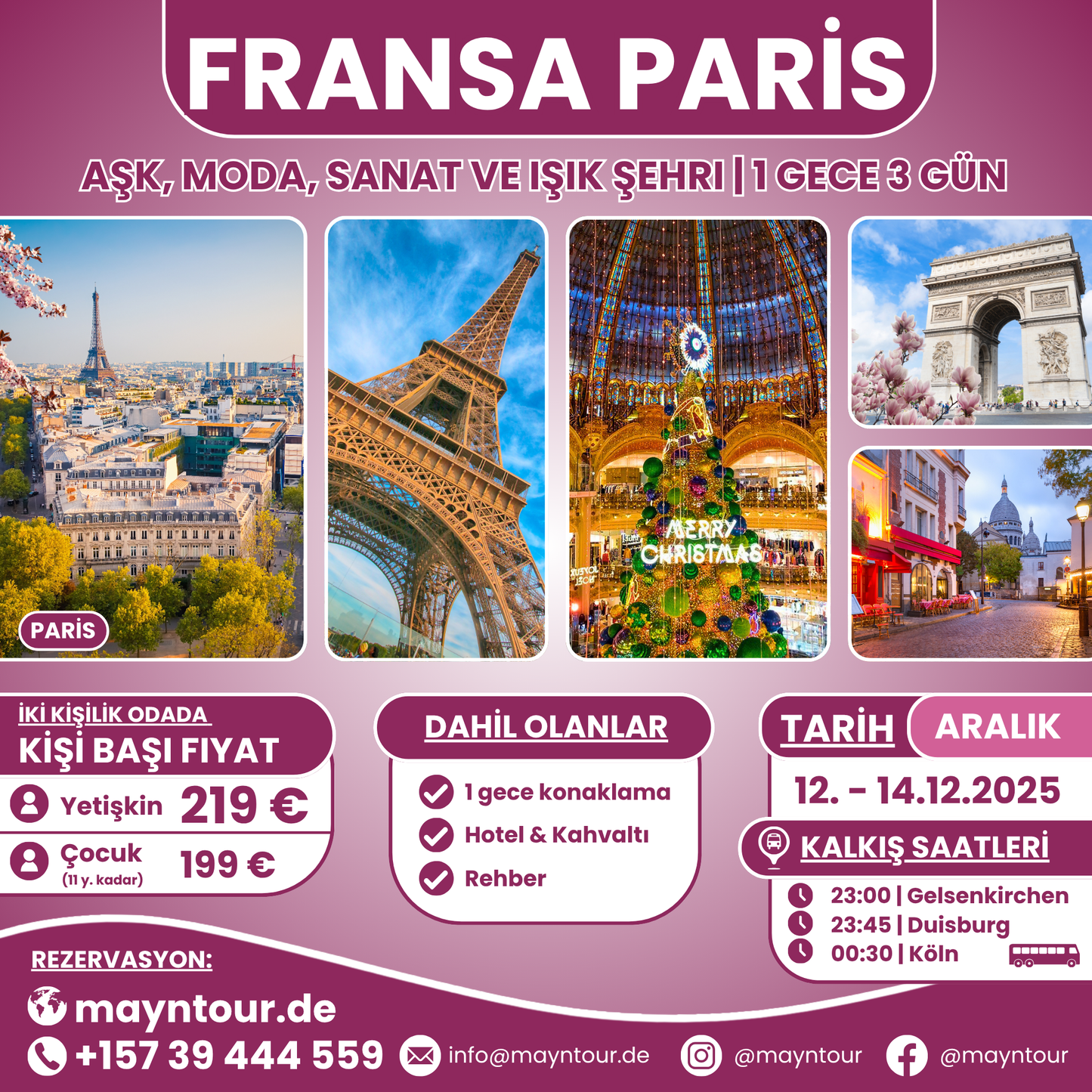 PARİS - Fransa | 12. - 14.12.2025 | 1 gece 3 gün