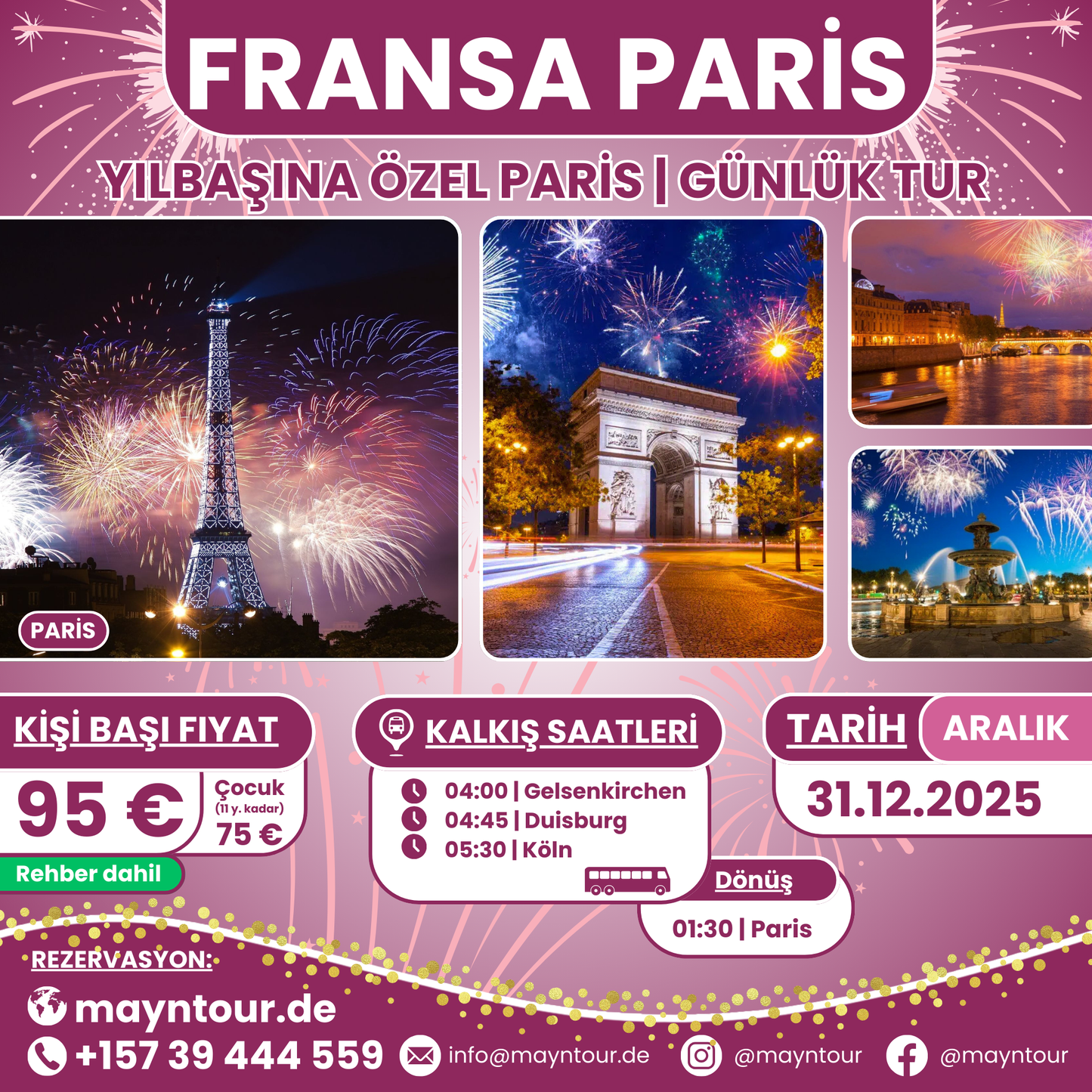 PARİS YILBAŞI  - Fransa | 31.12.2025 | 1 gün