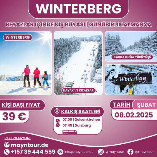 08.02.2025'te MaynTour ile Almanya'nın Winterberg bölgesine 1 günlük gezi - Karla kaplı dağlar, kayak ve kış aktiviteleri ile dolu unutulmaz bir gün.